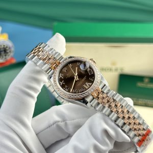 Đồng Hồ Rolex DateJust Nữ Mặt Số Màu Chocolate Fake Thuỵ Sỹ (4)