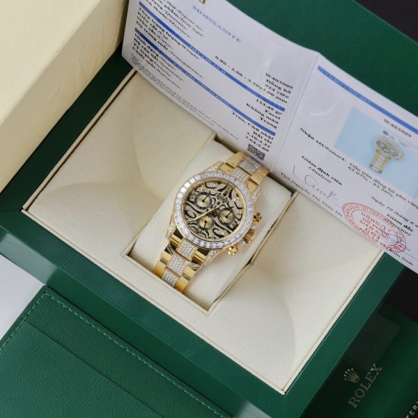 Đồng Hồ Rolex Daytona Eye Of Tiger Bọc Vàng Đính Moissanite Rep 11 (1)