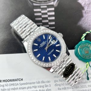 Đồng Hồ Rolex Nam Rep 11 DateJust 126334 Độ Moissanite Mặt Xanh