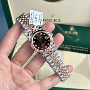 Đồng Hồ Rolex Nữ Bọc Vàng Thật Mặt Số Chocolate Replica Datejust GM V5 (10)