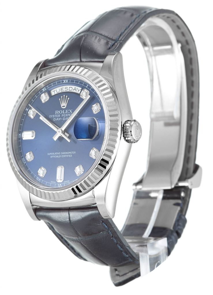 Fake Rolex Watch Day-Date 118139 with Blue Dial Classy and Elegant
