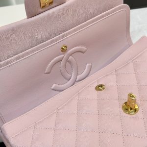 Túi Xách Chanel Classic Replica 11 Nữ Da Hạt Màu Hồng Nhạt Size 25cm (2)