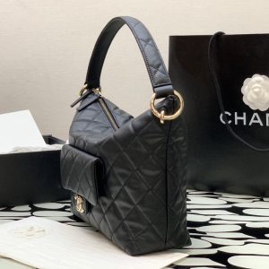 Túi Xách Chanel Maxi Hobo Siêu Cấp Nữ Màu Đen Da Bê Size 29x22x10cm (2)