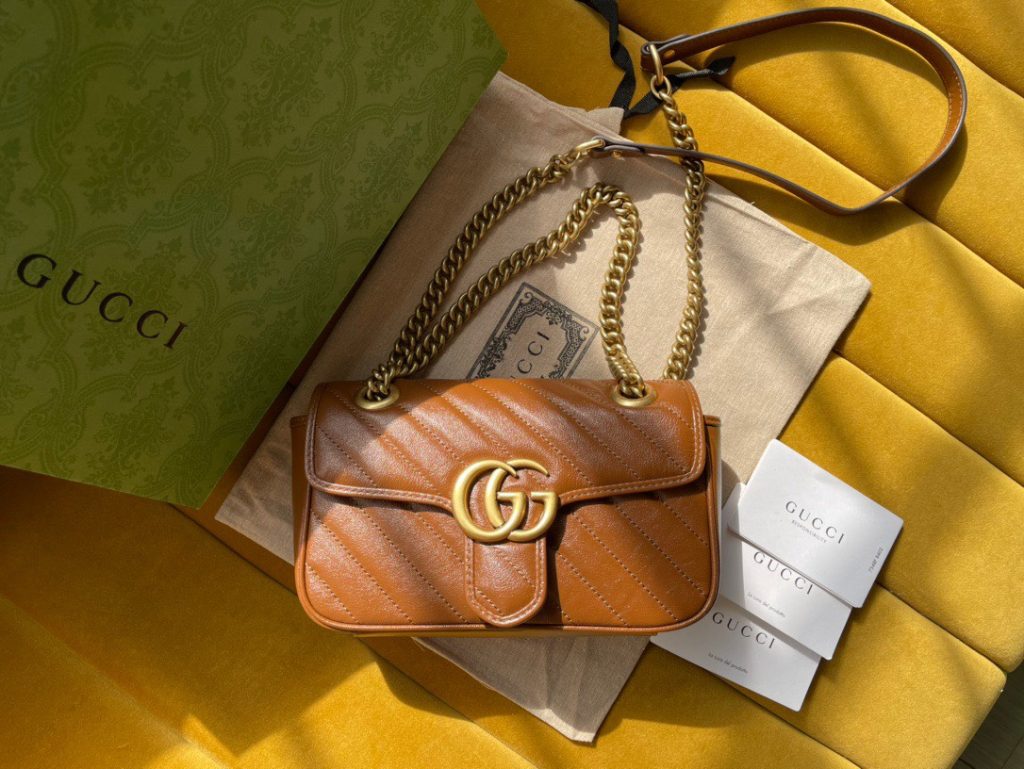 Túi Xách Gucci Marmont Nữ Màu Nâu Siêu Cấp 22cm (2)