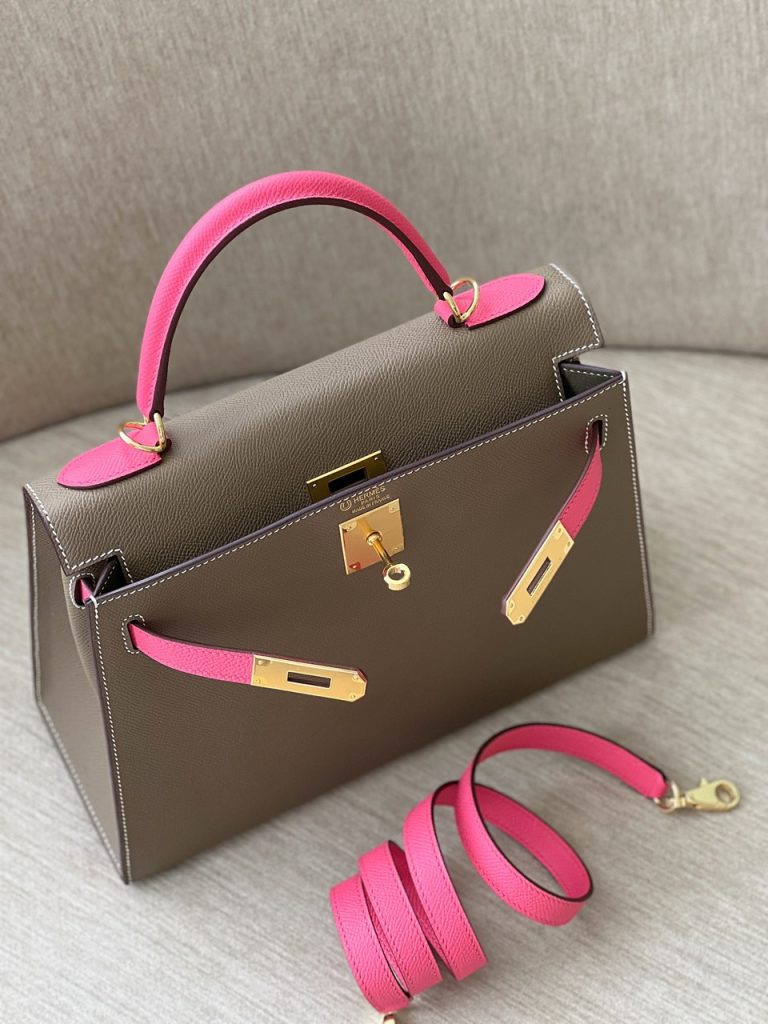 Túi Xách Hermes Kelly Replica 11 Cao Cấp Nữ Màu Ghi 28cm (2)