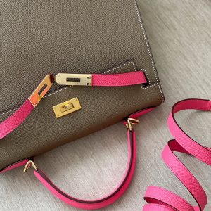 Túi Xách Hermes Kelly Replica 11 Cao Cấp Nữ Màu Ghi 28cm (2)