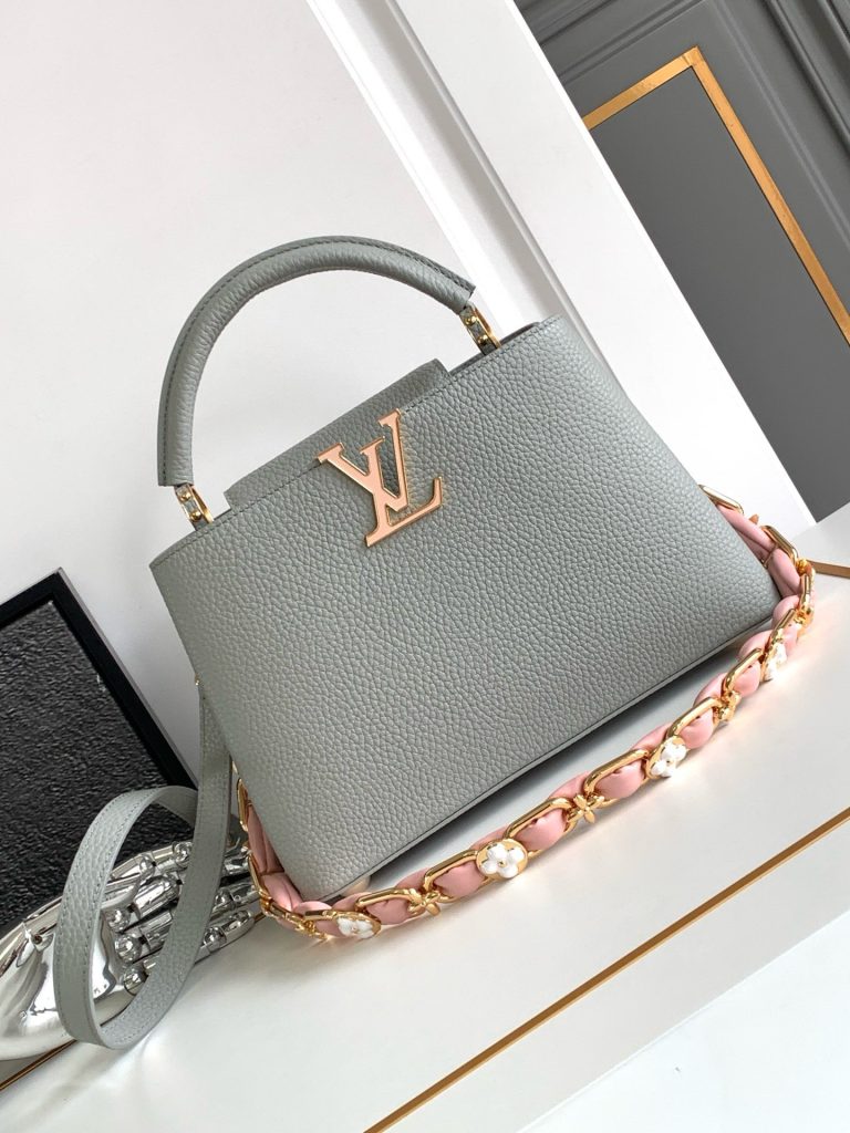 Túi Xách Louis Vuitton LV Capucines BB Nữ Màu Ghi Like Auth 27x18x9cm (2)