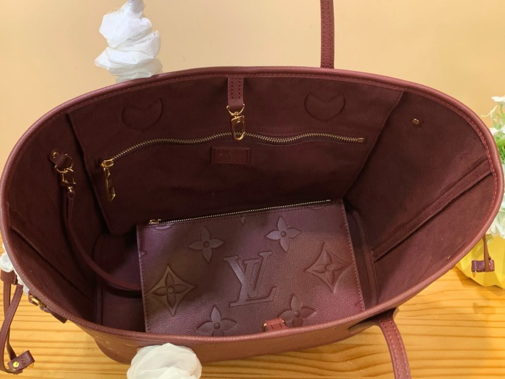 Túi Xách Nữ Hàng Hiệu Louis Vuitton LV Never Full Màu Đỏ Mận 32x29x17cm (2)