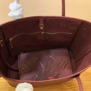 Túi Xách Nữ Hàng Hiệu Louis Vuitton LV Never Full Màu Đỏ Mận 32x29x17cm (2)