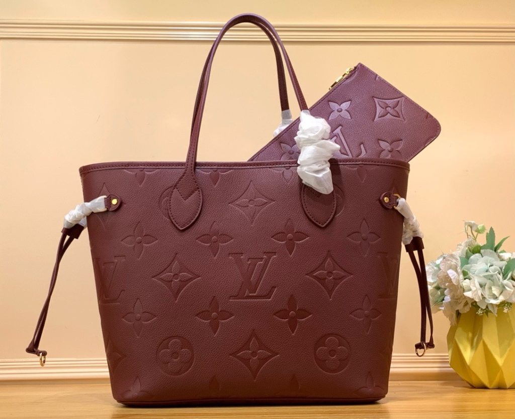 Túi Xách Nữ Hàng Hiệu Louis Vuitton LV Never Full Màu Đỏ Mận 32x29x17cm (2)