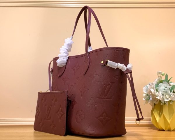 Túi Xách Nữ Hàng Hiệu Louis Vuitton LV Never Full Màu Đỏ Mận 32x29x17cm (2)