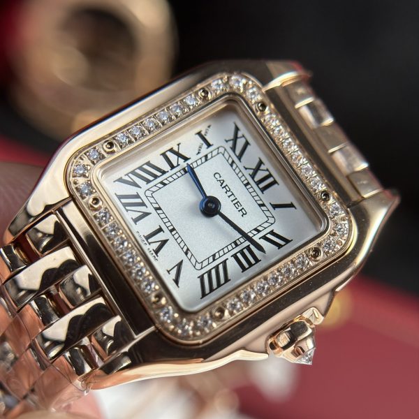 Đồng Hồ Cartier Panthere Chế Tác Nữ Màu Vàng Hồng Đính Đá BV Factory 23x30mm (1)