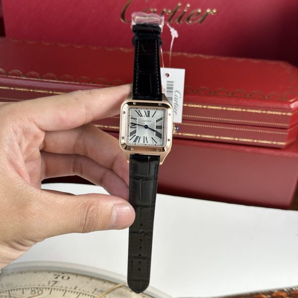 Đồng Hồ Cartier Santos Dumont Màu Vàng Hồng Rep 11 Nhà Máy F1