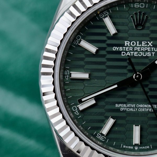 Đồng Hồ Rolex DateJust 126334 Mặt Motif Màu Xanh Lá Cây VSF 41mm (6)