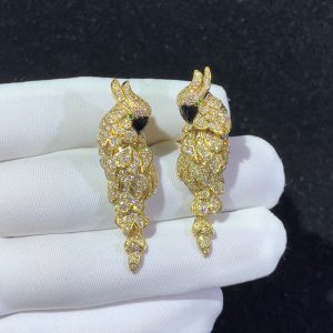 Bông Tai Chế Tác Cartier Les Oiseaux Libérés Mã Não Kim Cương Tự Nhiên 18K Gold (2)