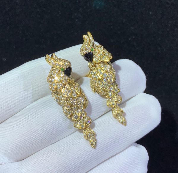 Bông Tai Chế Tác Cartier Les Oiseaux Libérés Mã Não Kim Cương Tự Nhiên 18K Gold (2)