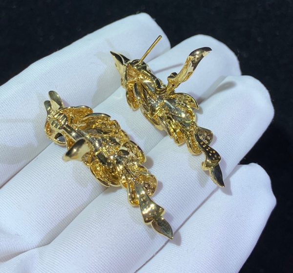 Bông Tai Chế Tác Cartier Les Oiseaux Libérés Mã Não Kim Cương Tự Nhiên 18K Gold (2)