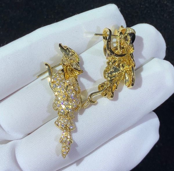 Bông Tai Chế Tác Cartier Les Oiseaux Libérés Mã Não Kim Cương Tự Nhiên 18K Gold (2)