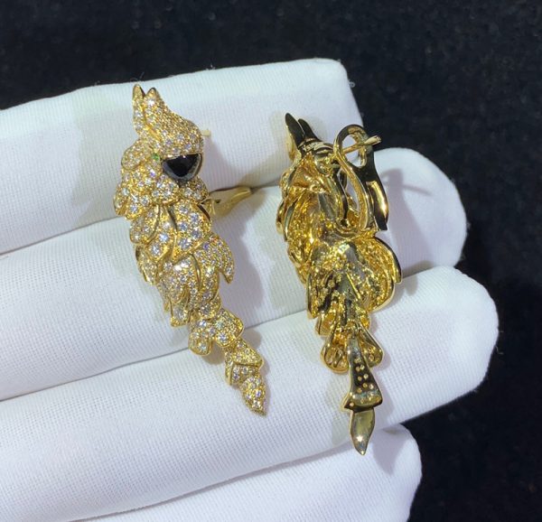 Bông Tai Chế Tác Cartier Les Oiseaux Libérés Mã Não Kim Cương Tự Nhiên 18K Gold (2)