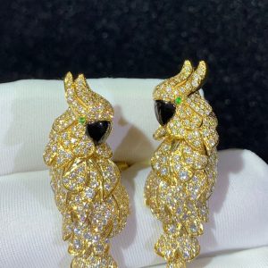 Bông Tai Chế Tác Cartier Les Oiseaux Libérés Mã Não Kim Cương Tự Nhiên 18K Gold (2)