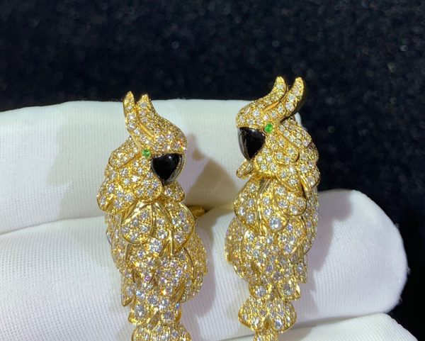 Bông Tai Chế Tác Cartier Les Oiseaux Libérés Mã Não Kim Cương Tự Nhiên 18K Gold (2)