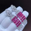 Bông Tai Nữ Chế Tác Cartier Ruby Kim Cương Vàng Trắng 18K (2)