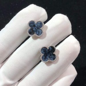 Bông Tai Nữ Van Cleef & Arpels Vintage Alhambra Chế Tác Đá Quý Vàng Trắng 18K (2)