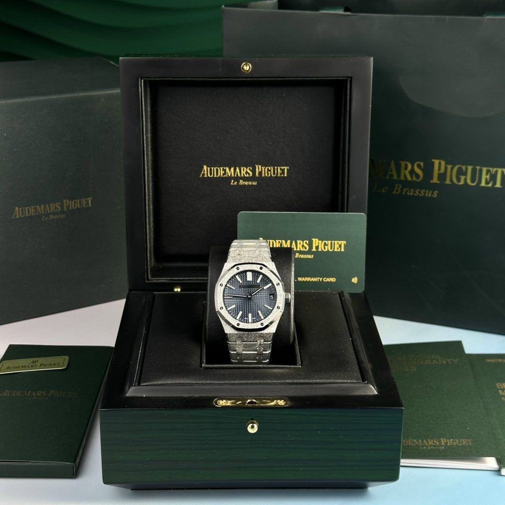 Đồng Hồ Audemars Piguet Royal Oak 15500ST Frosted Gold Mặt Xanh APS 41mm (6)