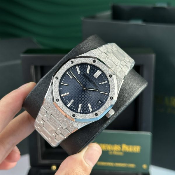 Đồng Hồ Audemars Piguet Royal Oak 15500ST Frosted Gold Mặt Xanh APS 41mm (6)