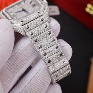 Đồng Hồ Cartier Đính Full Kim Cương Nhân Tạo Moissanite