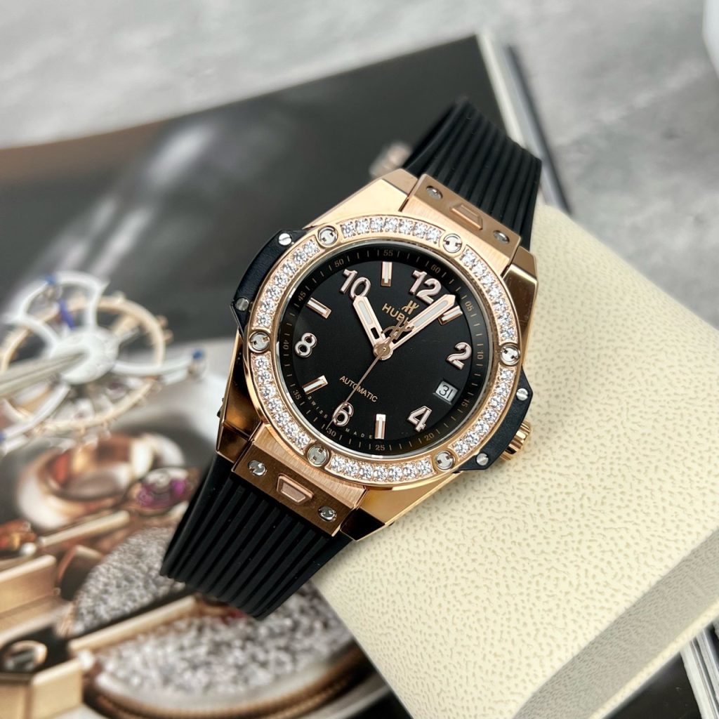 Đồng Hồ Hublot Big Bang One Click King Gold Độ Moissanite Bezel 39mm (3)