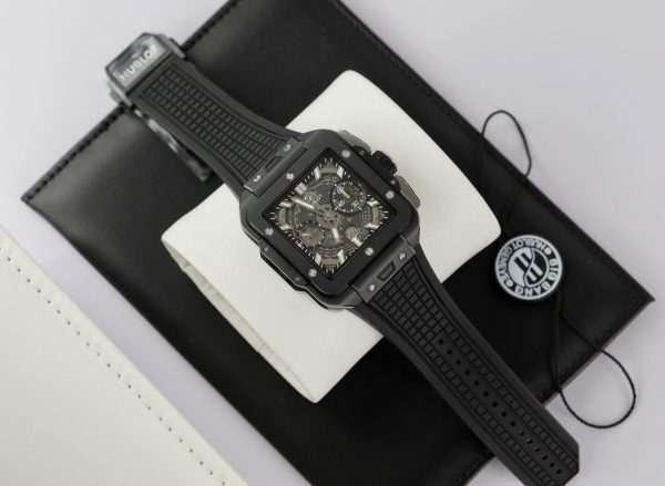 Đồng Hồ Hublot Chế Tác Square Bang Unico Gốm Đen Nhà Máy BBF (10)