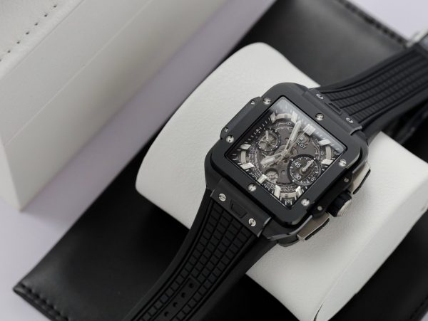 Đồng Hồ Hublot Chế Tác Square Bang Unico Gốm Đen Nhà Máy BBF (10)