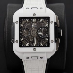 Đồng Hồ Hublot Chế Tác Square Bang Unico Gốm Trắng Nhà Máy BBF (10)