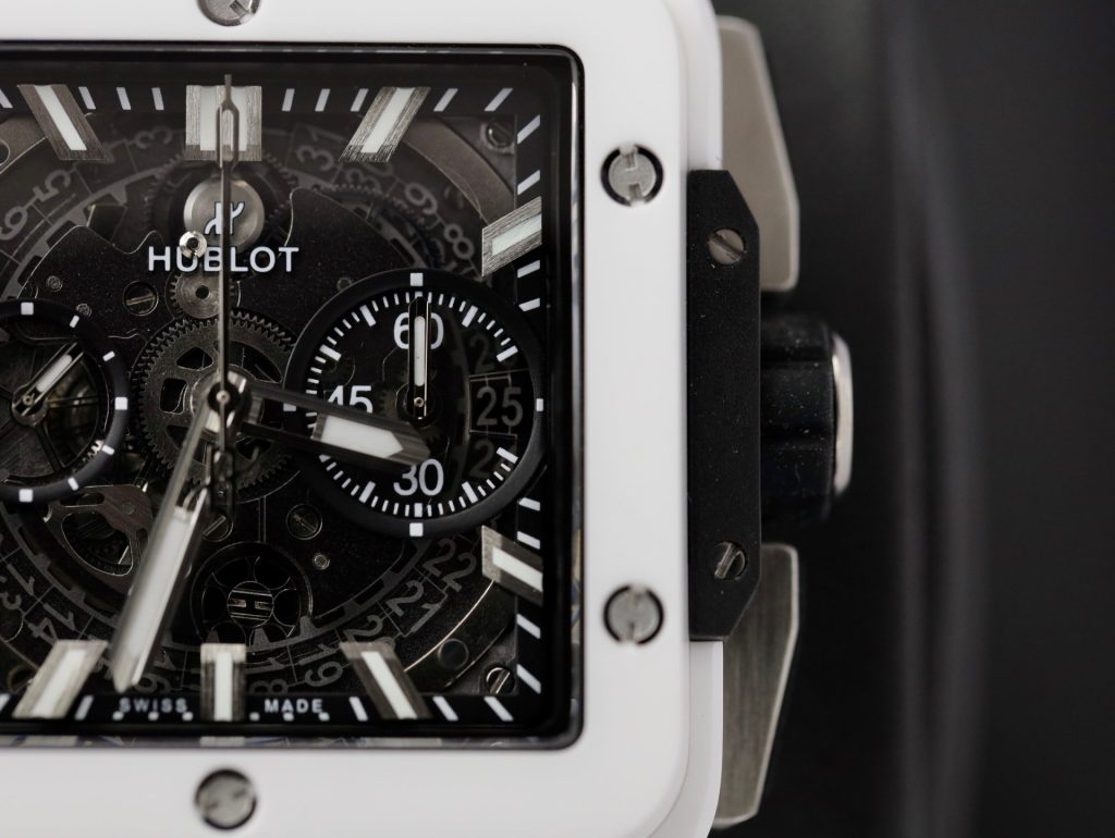 Đồng Hồ Hublot Chế Tác Square Bang Unico Gốm Trắng Nhà Máy BBF (10)