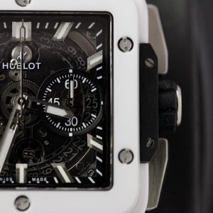 Đồng Hồ Hublot Chế Tác Square Bang Unico Gốm Trắng Nhà Máy BBF (10)