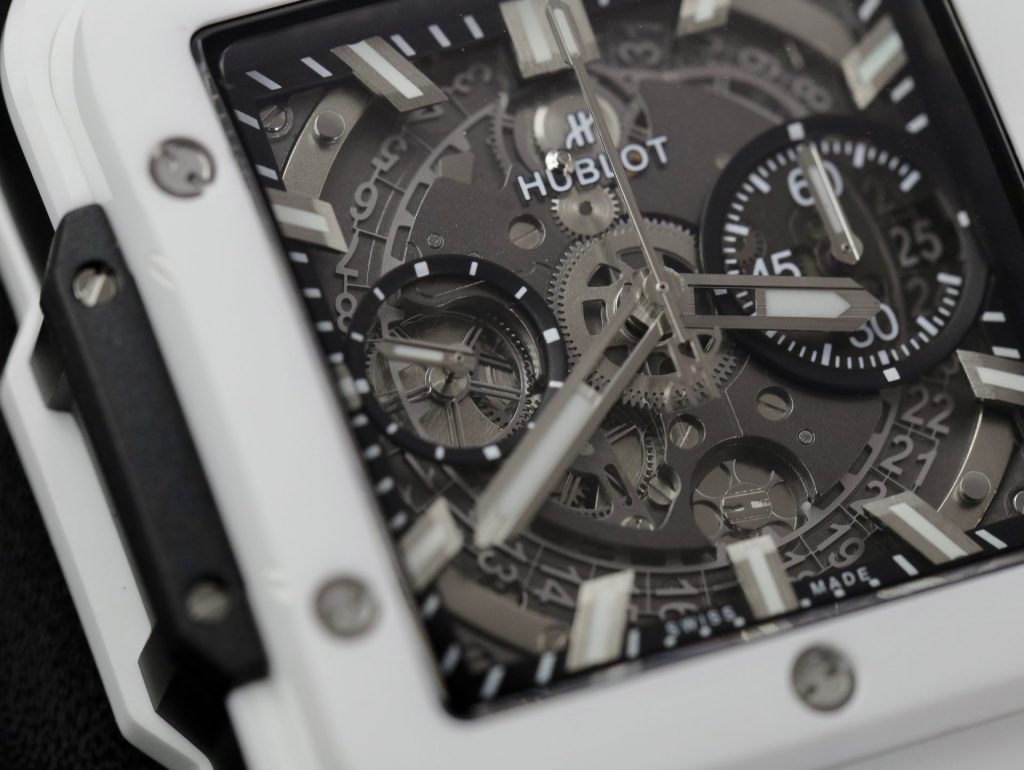 Đồng Hồ Hublot Chế Tác Square Bang Unico Gốm Trắng Nhà Máy BBF (10)