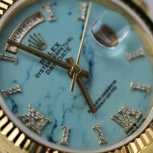Đồng Hồ Rolex 128238 Mặt Số Turquoise Chế Tác Bọc Vàng 18K 36mm (12)