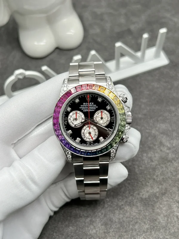 Đồng Hồ Rolex Daytona 116599 Rainbow Vàng Trắng Kim Cương