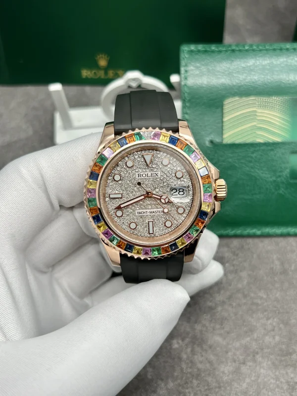 Đồng Hồ Rolex Yacht Master 116695SATS Vàng Hồng 18K Kim Cương Đá Quý 40mm (3)