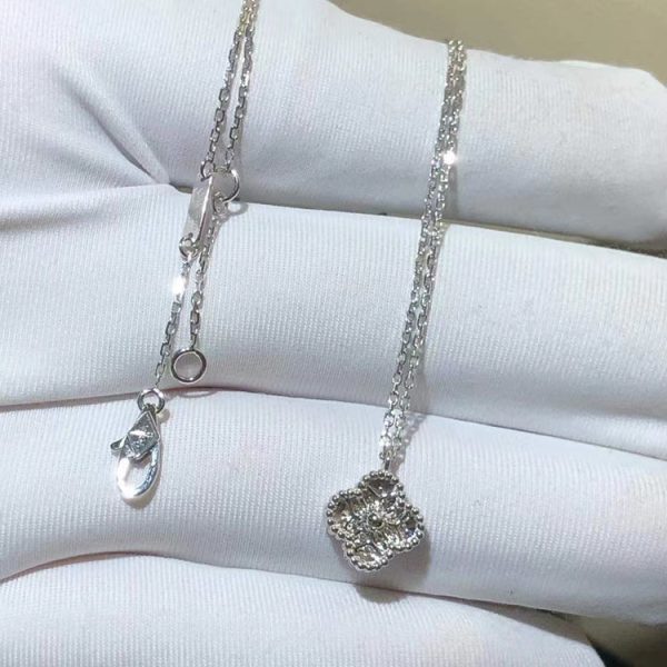 Vòng Cổ Chế Tác Van Cleef & Arpels Vintage Alhambra Kim Cương Vàng Trắng 18K (2)