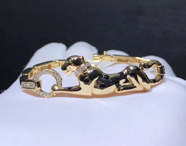 Vòng Tay Chế Tác Panthère De Cartier Kim Cương Mã Não Vàng Hồng 18K (1)