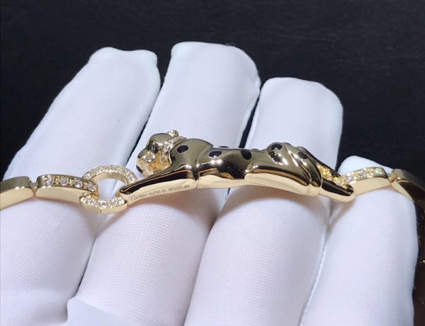 Vòng Tay Chế Tác Panthère De Cartier Kim Cương Mã Não Vàng Hồng 18K (1)