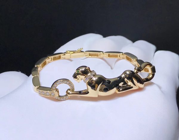 Vòng Tay Chế Tác Panthère De Cartier Kim Cương Mã Não Vàng Hồng 18K (1)