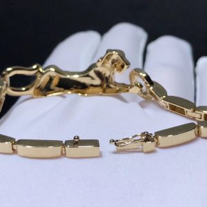 Vòng Tay Chế Tác Panthère De Cartier Kim Cương Mã Não Vàng Hồng 18K (1)