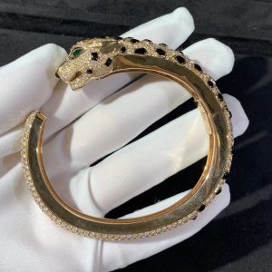 Vòng Tay Panthère De Cartier Ngọc Lục Bảo Mã Não Kim Cương Tự Nhiên Vàng 18K Chế Tác (10)