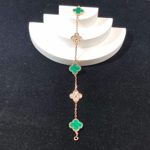 Vòng Tay Van Cleef & Arpels Vintage Alhambra Chế Tác Đá Quý Kim Cương Vàng Hồng 18K (2)