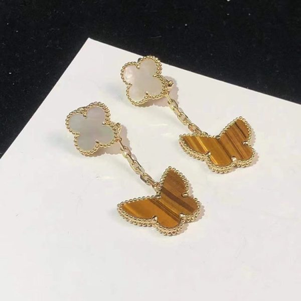 Bông Tai Nữ Van Cleef & Arpels Lucky Alhambra Chế Tác Đá Quý Vàng 18K (2)