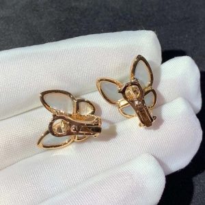 Bông Tai Van Cleef & Arpels Butterfly Chế Tác Xà Cừ Kim Cương Vàng Hồng 18K (2)