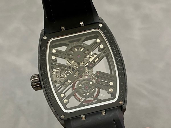 Đồng Hồ Franck Muller V45 Tourbillon Skeleton Vỏ Carbon Rep 11